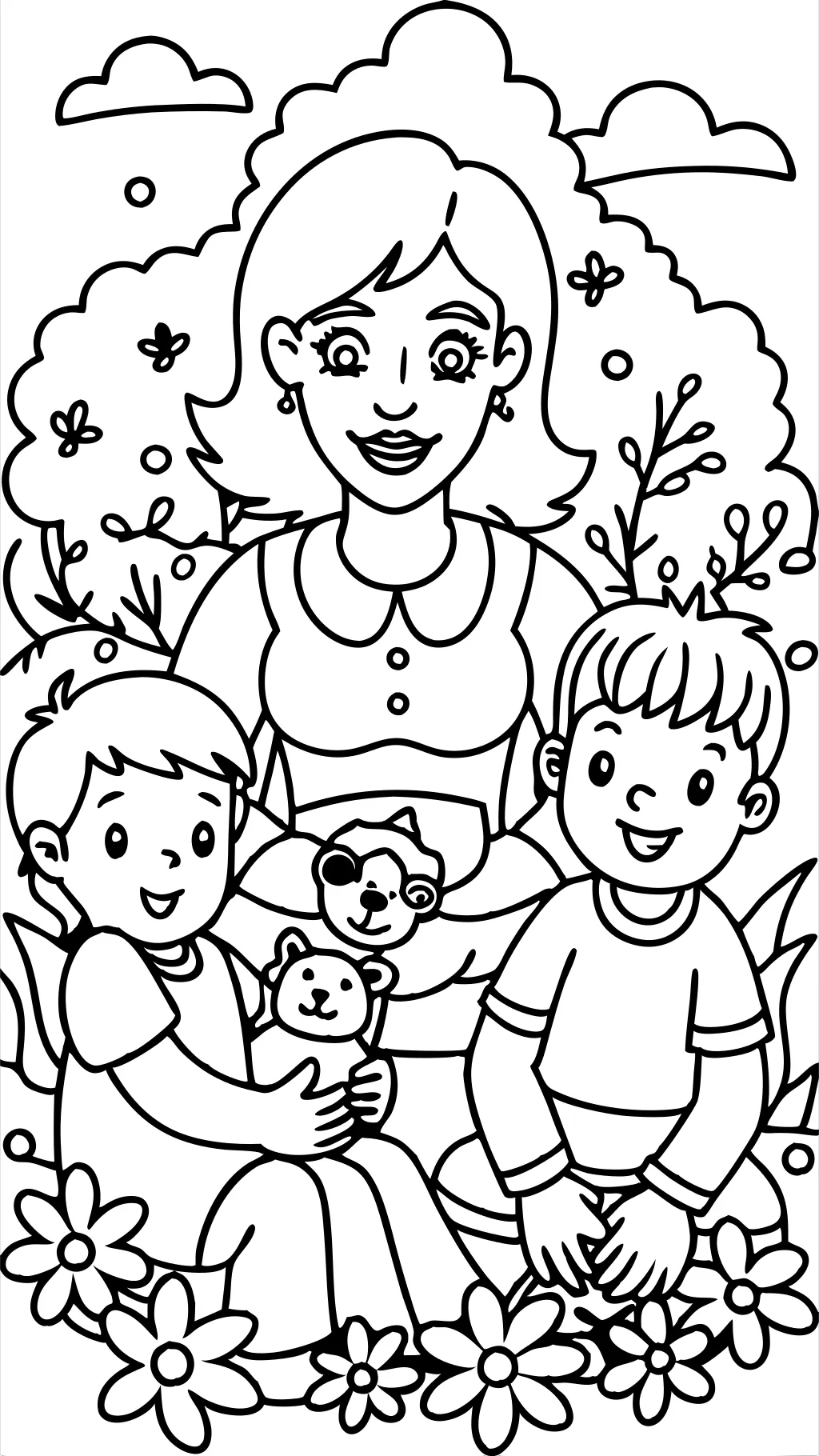 coloring page of a mom